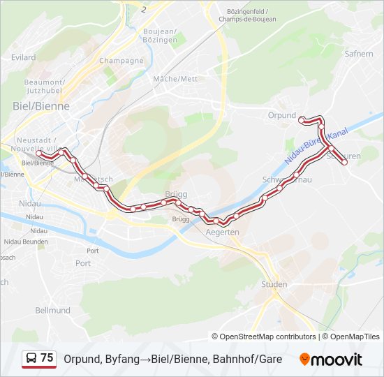 75 Bus Line Map