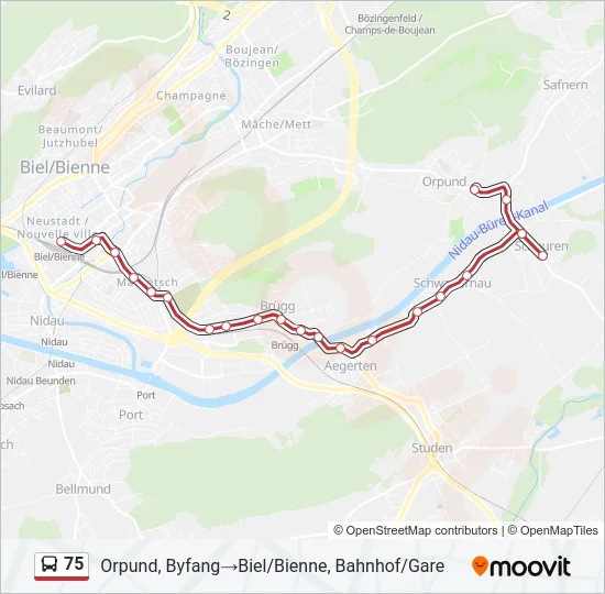 75 Bus Line Map