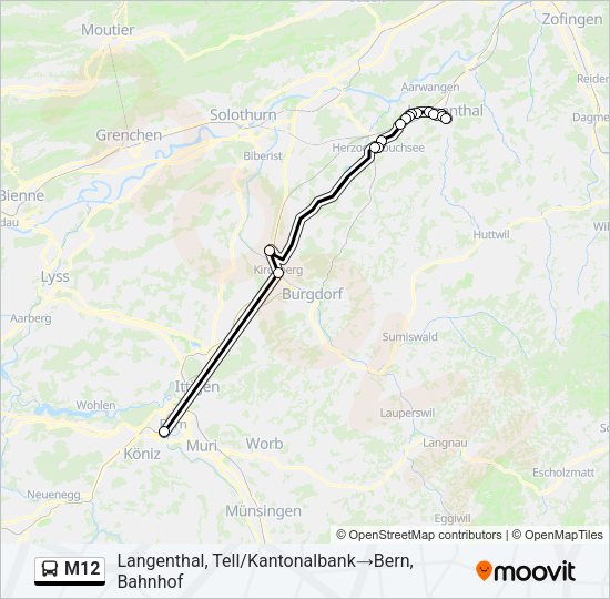 M12 Bus Line Map