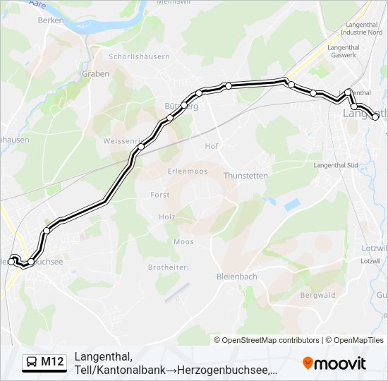 M12 Bus Line Map
