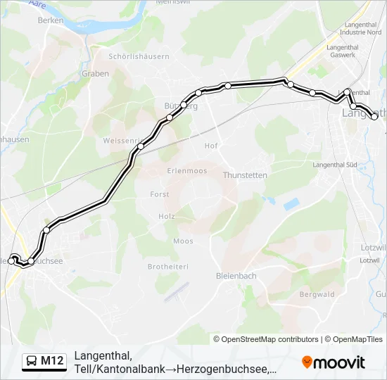 M12 Bus Line Map
