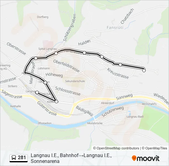 281 Bus Line Map