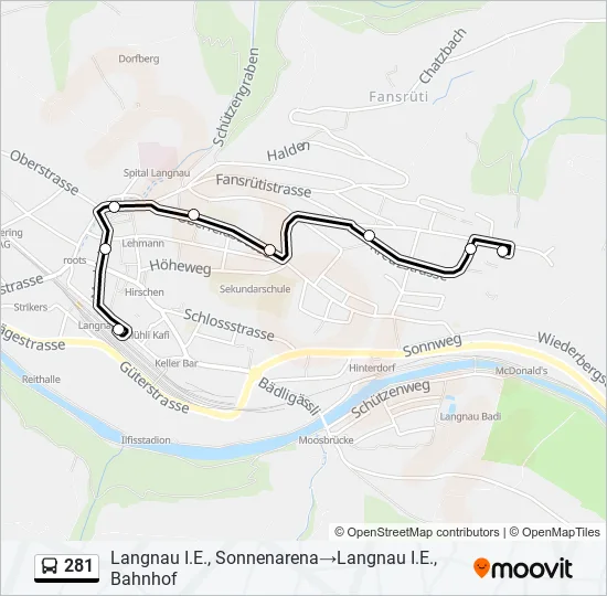 281 Bus Line Map