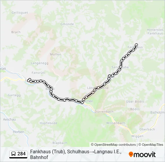 284 Bus Line Map