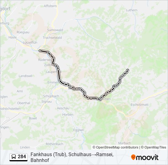 Plan de la ligne 284 de bus