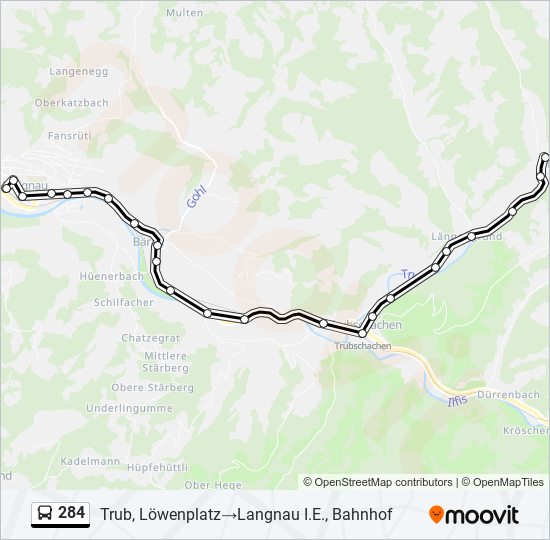 Plan de la ligne 284 de bus