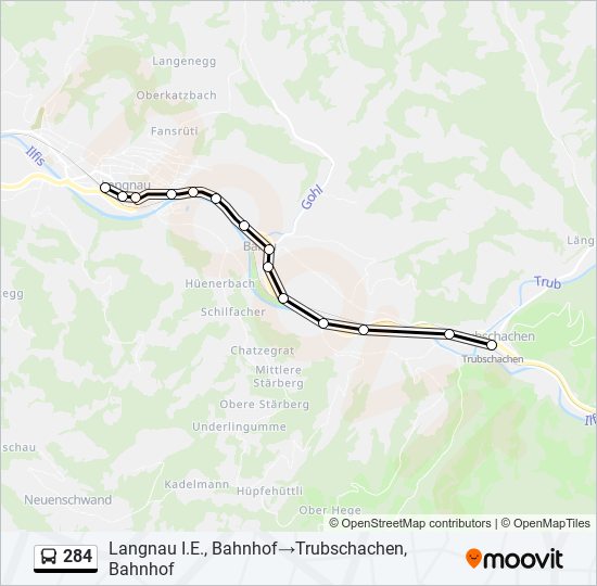 Plan de la ligne 284 de bus