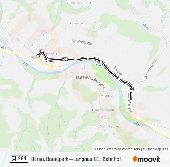284 Bus Line Map