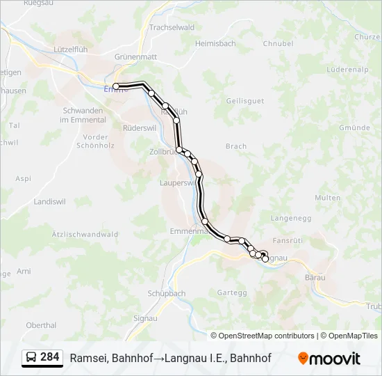 284 Bus Line Map
