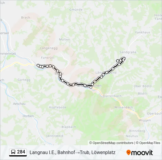 284 Bus Line Map