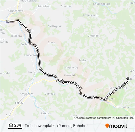 284 Bus Line Map