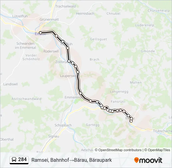 284 Bus Line Map