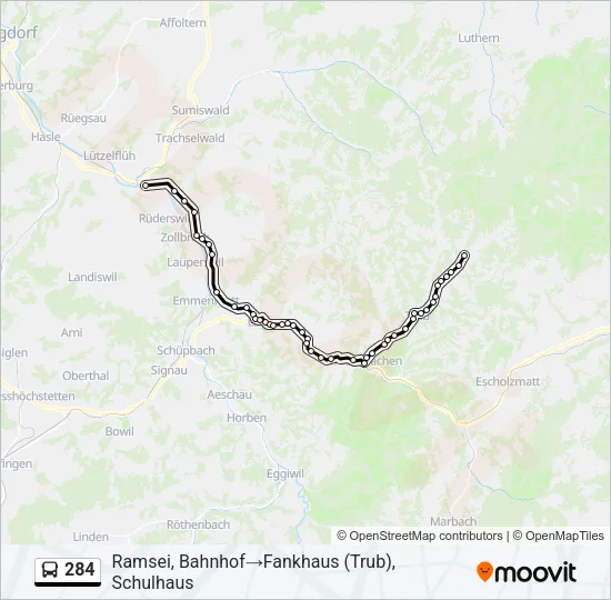 284 Bus Line Map