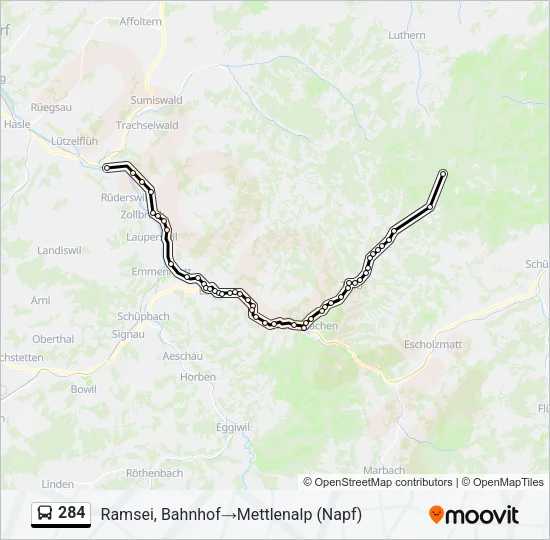 284 Bus Line Map