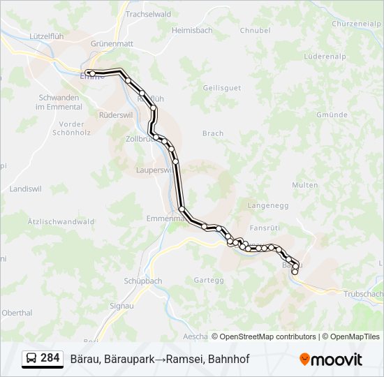 284 Bus Line Map