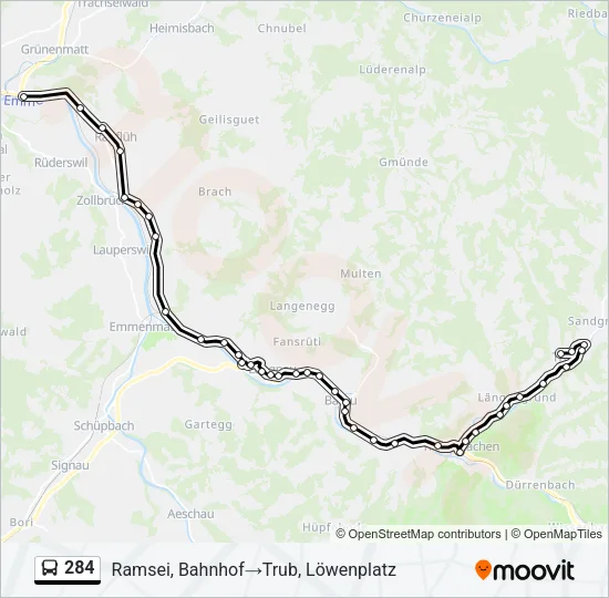 284 Bus Line Map