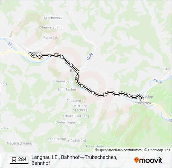 284 Bus Line Map