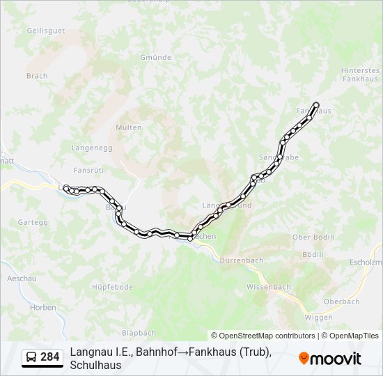 284 Bus Line Map