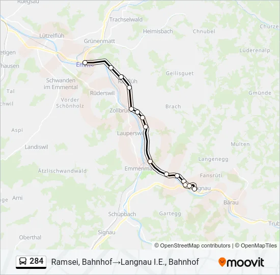 284 Bus Line Map