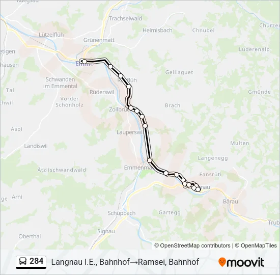 284 Bus Line Map