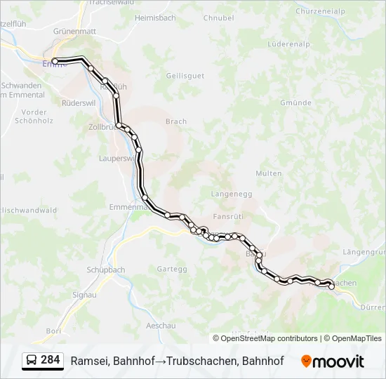 284 Bus Line Map