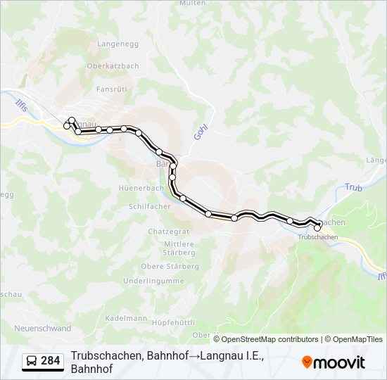 284 Bus Line Map