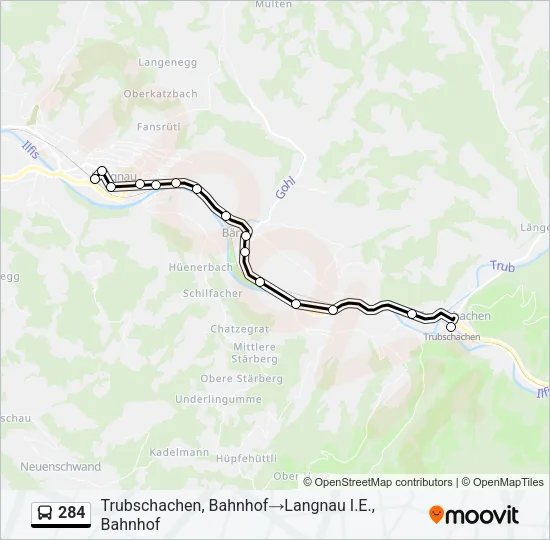 284 Bus Line Map
