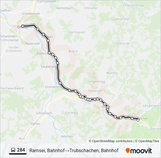 284 Bus Line Map