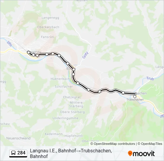 284 Bus Line Map