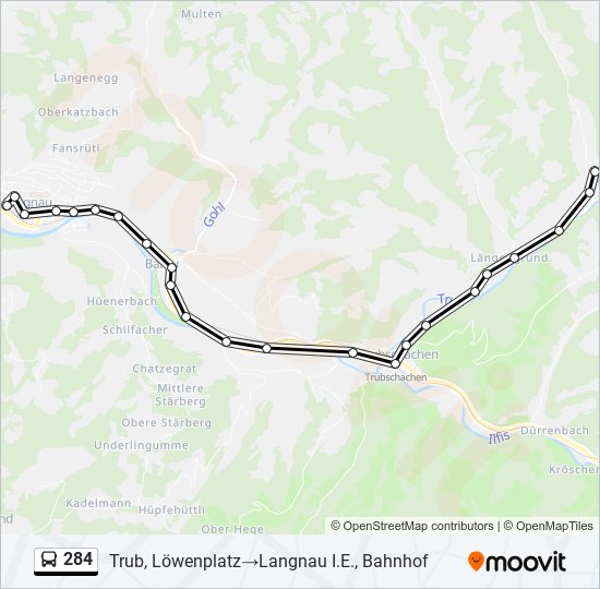 Plan de la ligne 284 de bus