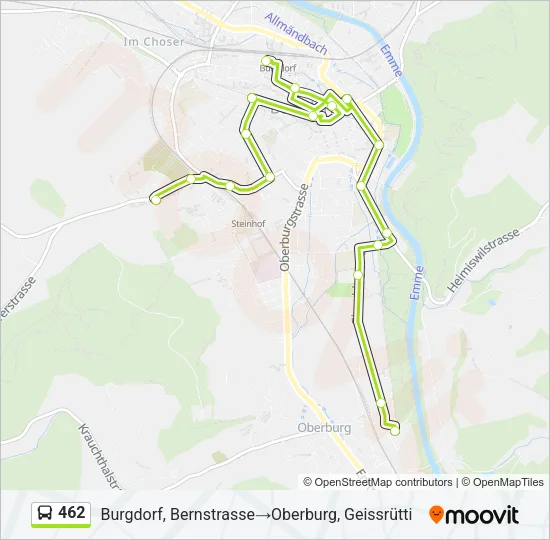 Plan de la ligne 462 de bus