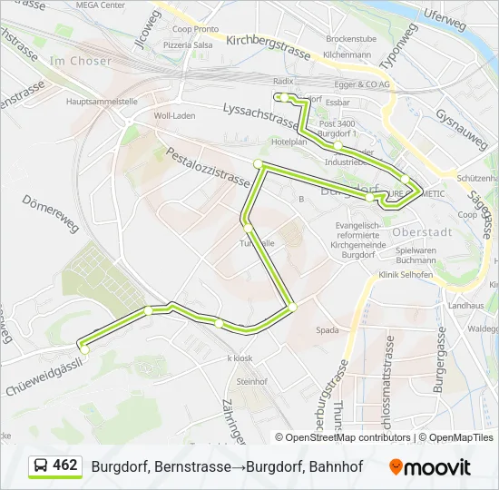 Plan de la ligne 462 de bus