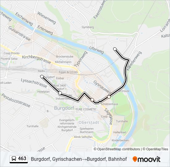 463 bus Line Map