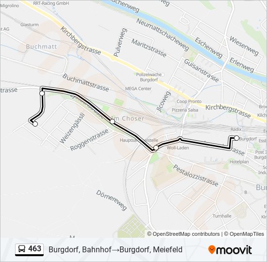 Plan de la ligne 463 de bus