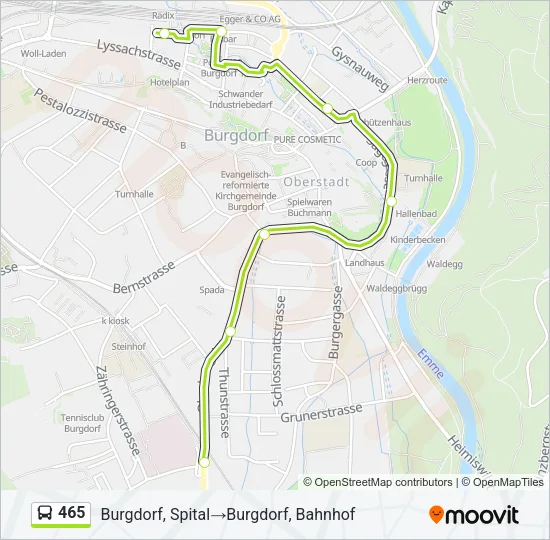 Plan de la ligne 465 de bus
