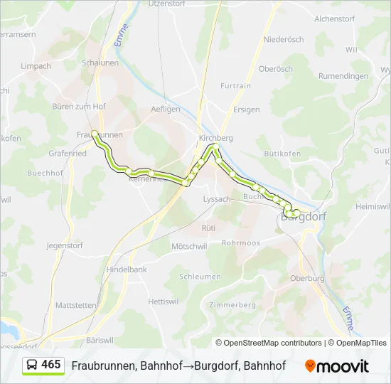 Plan de la ligne 465 de bus
