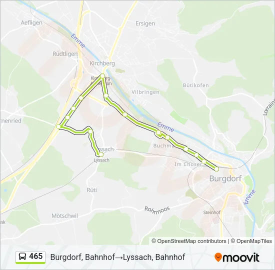 465 Bus Line Map