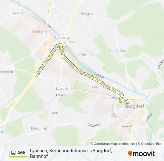 Plan de la ligne 465 de bus