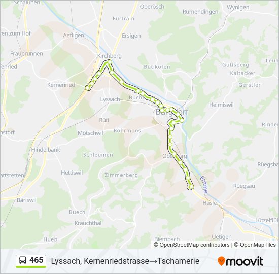 Plan de la ligne 465 de bus