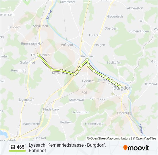 Plan de la ligne 465 de bus