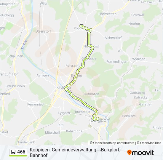 466 Bus Line Map