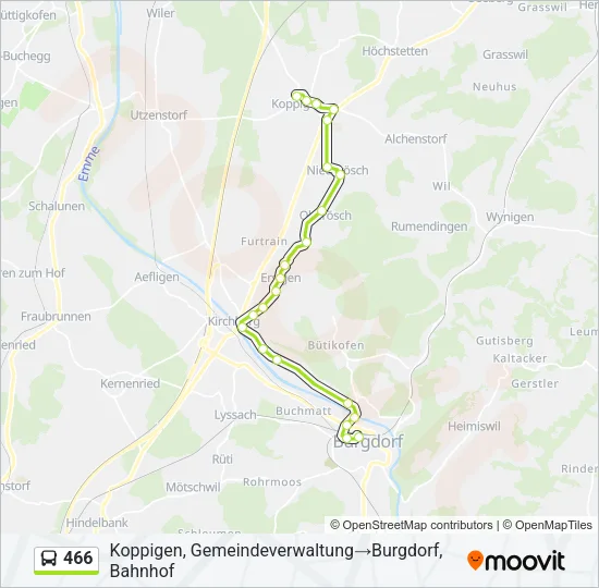466 Bus Line Map