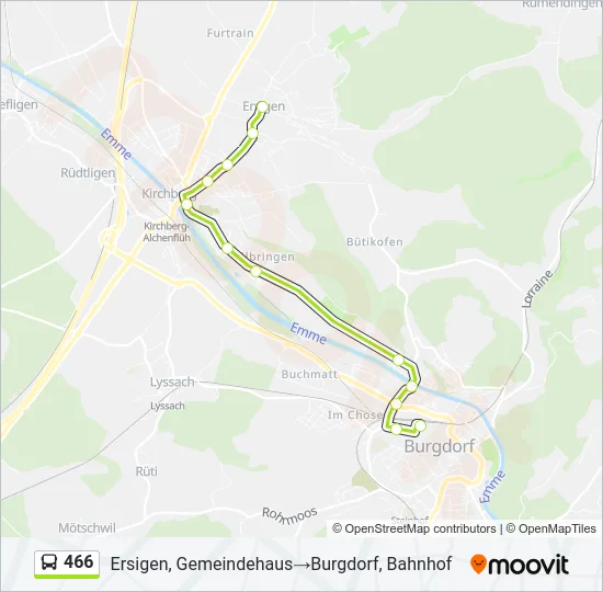 466 Bus Line Map