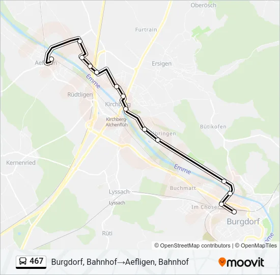 467 Bus Line Map