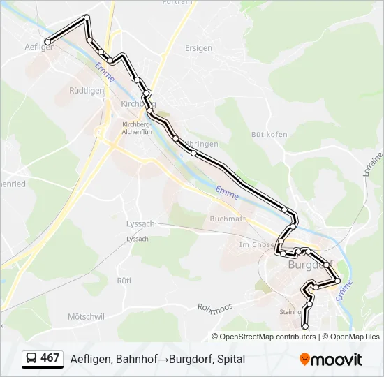 467 Bus Line Map