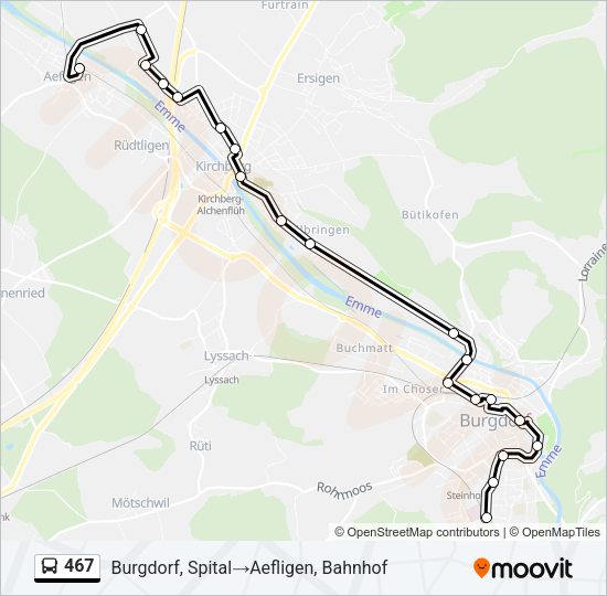 467 Bus Line Map