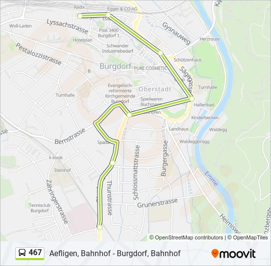 467 bus Line Map