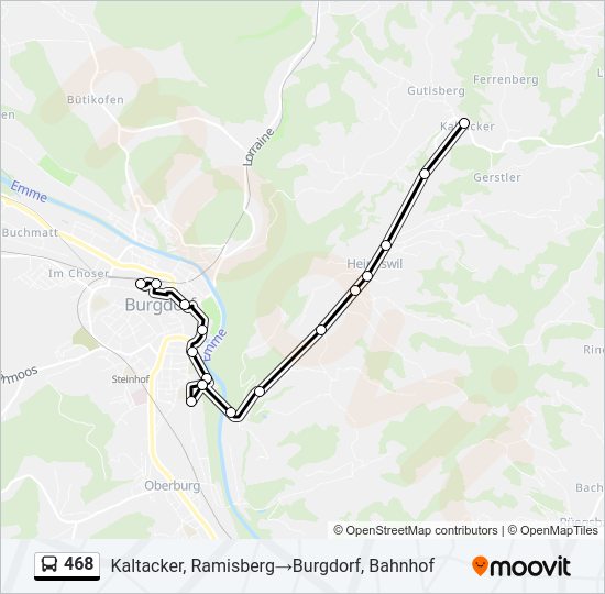 468 bus Line Map