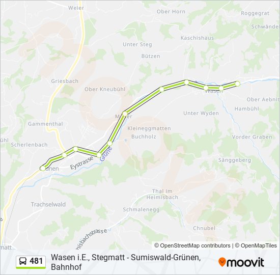 Plan de la ligne 481 de bus