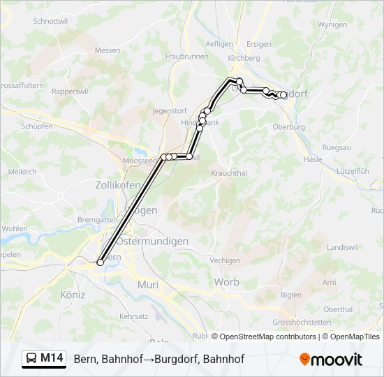 M14 Bus Line Map